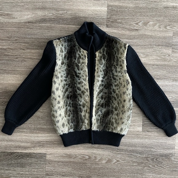 Celine Animal Print Alpaca Wool Knit Jacket RARE - Picture 1 of 7